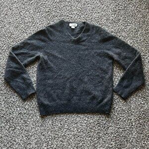 Williams 100% Cashmere Sweater Mens XL Gray V-Neck Minimalist Luxurious Knit